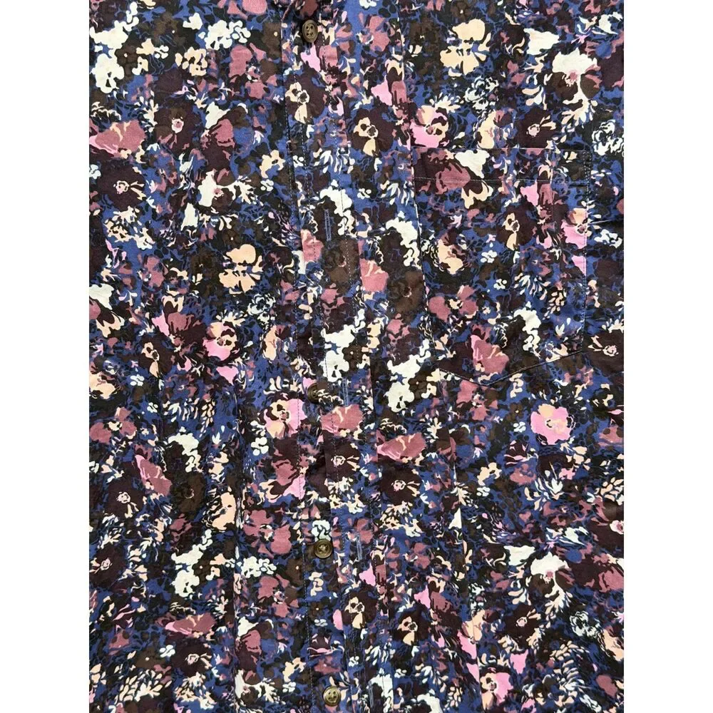 Banana Republic Floral Button Down Shirt Men Purple Blue Cotton Size Large